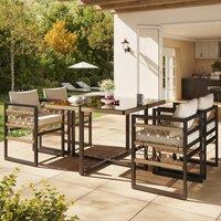 Hand-Woven Garden Sofa Set with Foam Cushions, Stylish Garden Lounge Set for 4 People, 110L x 110W x 74H cm, Beige+Black Aosom UK