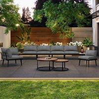 Modular Garden Sofa Set with Washable Zip-Off Cushion Covers, Versatile Garden Lounge Set for Patio, 160L 64W 75H cm, Gray Aosom UK