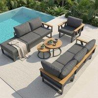 Stylish Modular Garden Sofa Set with Washable 9 cm Cushions, Versatile Garden Furniture Set for 6-7 Seater, 177L x 177W x 79H cm, Gray Aosom UK