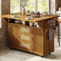 Foldable Serving Trolley with Ample Storage and Snack Racks, Mobile Kitchen Island for Balconies, 142.5L x 40W x 95H cm, Dark Brown Aosom UK