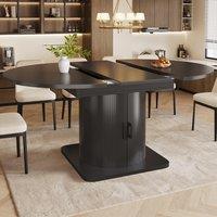 Extendable Dining Table with Hidden Storage and Wine Rack, Multifunctional Folding Table with Shelves, 118L x 118W x 76H cm, Black Aosom UK