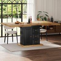 Concealed Telescopic Kitchen Table with High-Density MDF Tabletop, Extendable Dining Table with Leg Storage, 110L x 80W x 75H cm, Black Aosom UK
