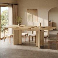 Extendable Dining Table with Grooved V-Shaped Legs, Space-Saving Dining Table for Flats and Family Meals, 120-160L x 80W x 76H cm, Natural Aosom UK