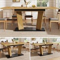 Modern Extendable Dining Table with Grooved Support Legs, Space-Saving Kitchen Table for Flats and Dining Rooms, 120L x 80W x 76H cm, Oak Aosom UK