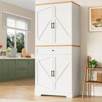 Tall Kitchen Sideboard with Maximised Storage and Anti-Tip Safety, Double-Door Cabinets for Dining Room, 80L x 40W x 180H cm, White Aosom UK