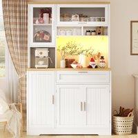 Tall Display Cabinet with 3-Door Storage and Large Worktop, Versatile Sideboard for Kitchen and Living Area, 104L x 40W x 180H cm, White Aosom UK