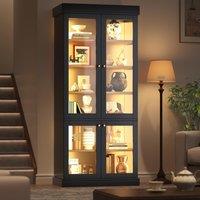 Modern Display Cabinet with Height-Adjustable Shelves, LED Lighted Tall Showcase for Industrial Interiors, 80L x 40W x 180H cm, Black Aosom UK