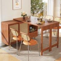 360 Rotating Bar Table with Expandable Design, Open Shelf, Rattan Door, Perfect for Kitchen, Living Room, 187L x 80W x 76H cm, Brown Aosom.UK