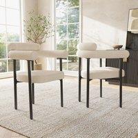 Modern Dining Chairs with High-Density Sponge, Iron Tube Frame, Ergonomic Velvet Upholstered Armchairs of 2 Sets, 70L x 62W x 85H cm, Beige Aosom UK