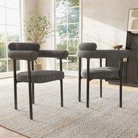Velvet Dining Chairs with High-Density Sponge, Iron Frame, Ergonomic Faux Suede Armchair, 70L x 62W x 85H cm, Gray Aosom UK