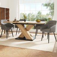 Extendable Dining Table with Adjustable Feet, Silent Expansion, Telescopic MDF Table for Family Gathering, 119L x 80W x 75H cm, Natural Aosom UK