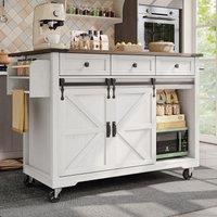 Elegant Kitchen Island with Extendable Worktop, Smooth Wheels, Ample Storage, Foldable Cabinet for Kitchen, 140L x 45W x 94H cm, White Aosom UK