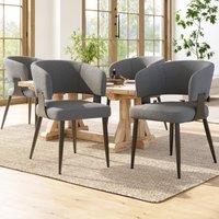 Set of 4 Modern Dining Chairs with Ergonomic Lumbar Support, Upholstered Fabric Chairs with Curved Backrest, 54L x 50W x 81.5H cm, Gray Aosom UK