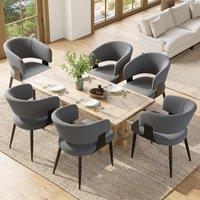 Set of 6 Modern Dining Chairs with HighResilience Foam Seat, Upholstered Chairs with Ergonomic Curved Back, 54L x 50W x 81.5H cm, Gray Aosom UK