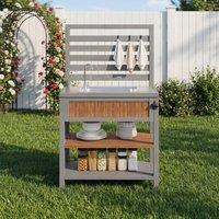 Weatherproof Garden Cabinet with Large Work Surface, Outdoor Kitchen Sideboard with Adjustable Shelves, 80L x 51W x 148.5H cm, Natural Aosom UK