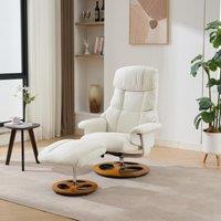 Swivel Massage Recliner with Ottoman Footstool, 5-Point Massager, Ergonomic Backrest, Ideal for Living Room, 88L x 80W x 106H cm, White Aosom.UK