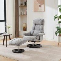 Swivel Massage Recliner with Ottoman Footstool, 5-Point Massager, Chenille Armchair with Ergonomic Backrest, 88L x 80W x 106H cm, Grey Aosom.UK