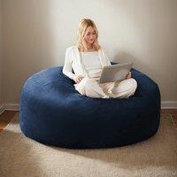 5-Foot Bean Bag Sofa Chair with Eco-Friendly Bead Filling, Washable Cover, Reading Lounger for Bedroom, Balcony, 120L x 120W x 60H cm, Blue Aosom UK