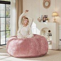 Large Bean Bag Sofa Chair with Space-Saving Design, Eco-Friendly Bead Filling, Reading Lounger for Adults, 150L x 150W x 60H cm, Pink Aosom UK