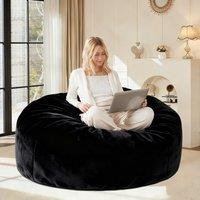 Large Bean Bag Sofa Chair with Washable Covers, Foldable Space-Saving Design, Temporary Guest Bed for Adults, 150L x 150W x 60H cm, Black Aosom UK