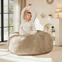 Large Bean Bag Sofa Chair with Eco-Friendly Bead Filling, Washable Covers, Temporary Guest Bed for Adults, 150L x 150W x 60H cm, Apricot Aosom UK