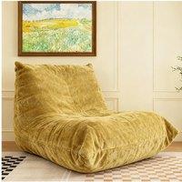 Chenille Bean Bag Lazy Sofa with High-Rebound Sponge, Ergonomic Soft Chair for Family, Children and Pets, 110L x 90W x 67H cm, Yellow Aosom UK