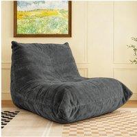 Modern Bean Bag Lazy Sofa with Stylish Chenille Finish, Ergonomic Bean Bag Chair for Compact Spaces, 110L x 90W x 67H cm, Dark Gray Aosom UK