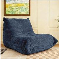 Modern Bean Bag Lazy Sofa with High-Rebound Sponge, Couch Ideal for Compact Spaces, Family, Children and Pets, 110L x 90W x 67H cm, Blue Aosom UK