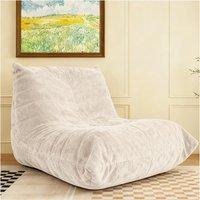 Soft Bean Bag Lazy Sofa with Ergonomic Full-Body Support, Couch with High-Rebound, Stain-Resistant Sponge, 110L x 90W x 67H cm, White Aosom UK