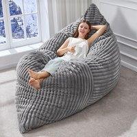3-In-1 Convertible Bean Bag Chair with Corduroy Fabric, Memory Foam Lounger with Removable, Washable Cover, 185L x 132W cm, Light Gray Aosom UK