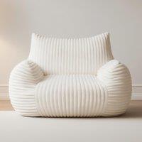 Ultra-Soft Fur Bean Bag Chair with High-Density Shredded Foam, Ergonomic Sofa with Skin-Friendly Lint-Free Fur, 117L x 98W x 75H cm, White Aosom UK