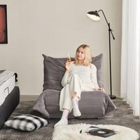 Soft Corduroy Floor Chair with Neck, Lumbar Support and Deep Seat, Skin-Friendly Sofa with Anti-Slip Base, 105L x 95W x 85H cm, Light Gray Aosom UK