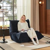 Cosy Corduroy Floor Chair with Neck and Legs Support and Deepened Seat, Sturdy Backrest with Extra-Thick, 105L x 95W x 85H cm, Blue Aosom UK