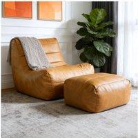 Cozy Lounge Sofa with High-Density Rebound Sponge, Stylish Lazy Sofa with Wear-Resistant PU Leather, 80L x 93W x 75H cm, Brown Aosom UK