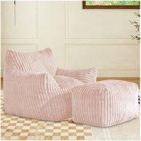 Soft Bean Bag Sofa with High-Quality Sponge and Large Armrests, Cozy Plush Lounger for Bedrooms, 103L x 90W x 70H cm, Pink Aosom UK