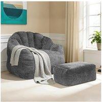 Oversized Bean Bag Chair with Full-Body Segmented Support, Ergonomic Lounger for Gaming, Reading or Napping, 86.5L x 99W x 64.5H cm, Grey Aosom UK