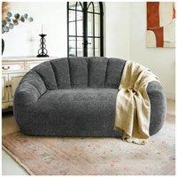 Oversized 2 Seater Bean Bag Sofa with High-Density Sponge, Glitter Plush Floor Couch with for Living Room, 140L x 98W x 61H cm, Gray Aosom UK