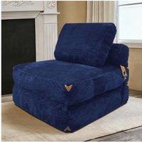 3-in-1 Convertible Corduroy Floor Sofa Bed with Side Pockets, Oversized Chaise Lounge for Bedrooms, 87L x 86W x 40H cm, Blue Aosom UK