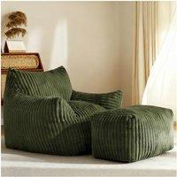 Soft Bean Bag Sofa with High-Quality Sponge and Large Armrests, Cozy Plush Lounger for Bedrooms, 103L x 90W x 70H cm, Green Aosom UK