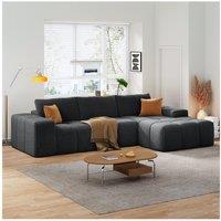 Soft L-Shaped Cloud Sofa with Premium Chenille and High-Resilience Foam, Shape-Retaining Seat with Armrests, 290L x 177W x 62H cm, Black Aosom UK