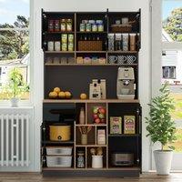 Stylish Kitchen Cabinet with 3 Smooth-Sliding Drawers, Versatile Sideboard with Adjustable Shelves, 105L x 45W x 185H cm, Black+Natural Aosom UK