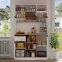 Stylish Kitchen Cabinet with Open Storage, Anti-Tip Protection, Versatile Sideboard for Dining, Living Areas, 105L x 45W x 185H cm, White Aosom UK