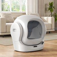 Self-Cleaning Cat Litter Box with App Control and 8L Waste Bin, Automatic Cat Litter Tray for Up to Two Cats, 53L x 45.5W x 56.5H cm, White Aosom UK
