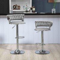 Modern Adjustable Bar Stools Set of 2 with Back and Footrest, Velvet Swivel Counter Stools for Kitchen Island and Pub, 54x46x97 cm, Gray Aosom.UK