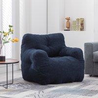 Soft Tufted Foam Kids Chair with Teddy Fabric, Bean Bag Chairs, Comfy Lazy Sofa for Living Room and Bedroom, 100x94x70 cm, Blue Aosom UK