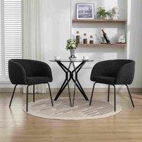 2 Pack Wingback Design Boucle Chair with Powder Coated Metal Legs, Armchair for Dining Table, Living Room, Bedroom, 58x58x78 cm, Black Aosom.UK