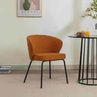 Fabric Wingback Chair with Metal Legs and Comfortable Sponge Filling, Upholstered Boucle Dining Chair for Dining, 62x63.5x75 cm, Orange Aosom.UK