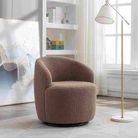 Teddy Fabric 360 Swivel Armchair with Ergonomic Design, Metal Base, Wooden Frame, Sofa Chair for Bedroom, Living Room, 64x64x71 cm, Coffee Aosom.UK