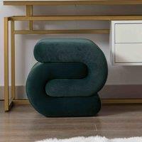 Velvet Ottoman Storage Pouffe Under Desk, S-Shape Wavy Foot Stool, Upholstered Extra Seating, No Assembly Required, 504646 cm, Green Aosom UK