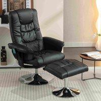 Adjustable PU Massage Chair with Ottoman Foot Stool, Heating Points, Swivel Lounger Chair for Living Room, Study, 79x79x106 cm, Black Aosom.UK